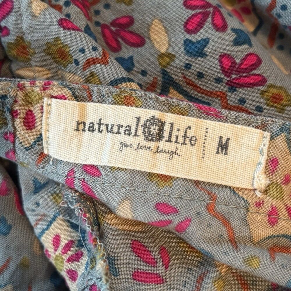 Natural Life Boho Maxi Dress Medium Floral Geometric Print Sleeveless Sundress - Picture 8 of 9